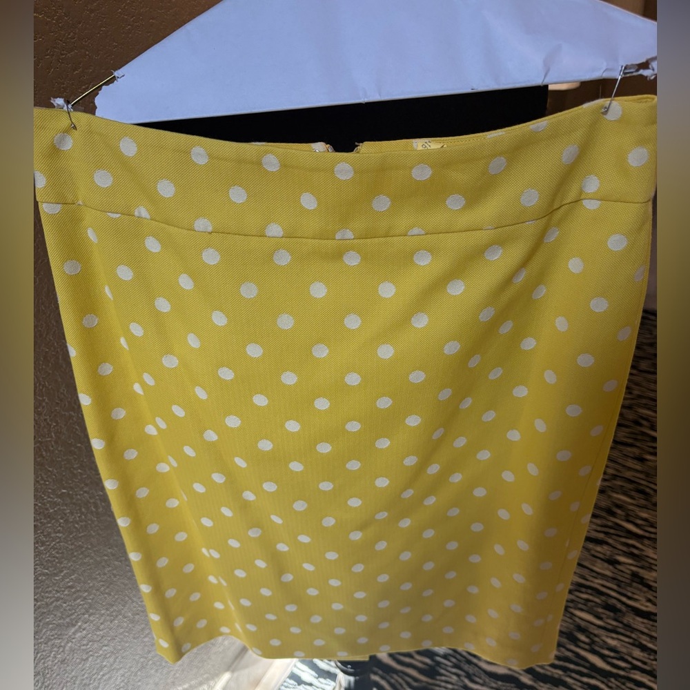 Ann Taylor Yellow Polka Dot Pencil Skirt